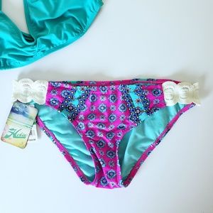 NWT! Hobie Crochet Side Hipster Bikini Bottom Sz L